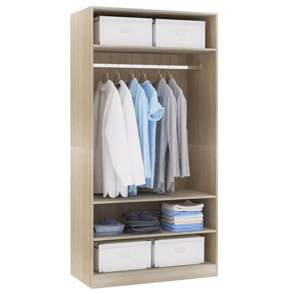 Berkfield Home Sonoma Oak Wardrobe in Beige, W/D/H: 100 x 50 x 200 cm – 2