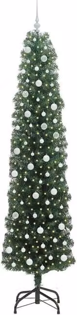 Berkfield Home Artificial Christmas Tree with 300 Warm White LEDs and Stand, Green – 1