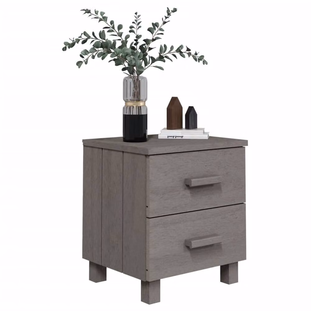 Berkfield Home HAMAR Decorative Bedside Cabinets, 2 Pack, Light Grey, W: 40 cm, D: 35 cm, H: 44.5 cm – 4