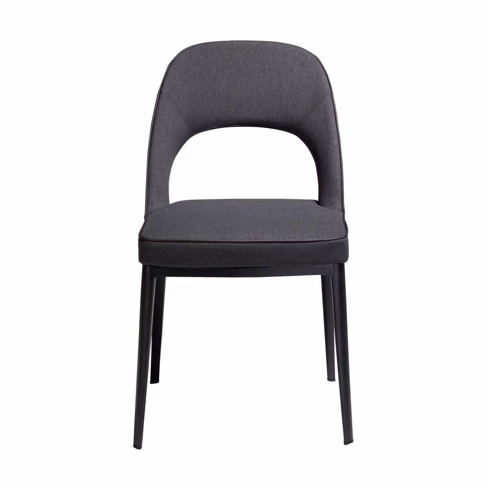 Angel Cerda Modern Grey Fabric Dining Chair with Black Metal Legs – 2