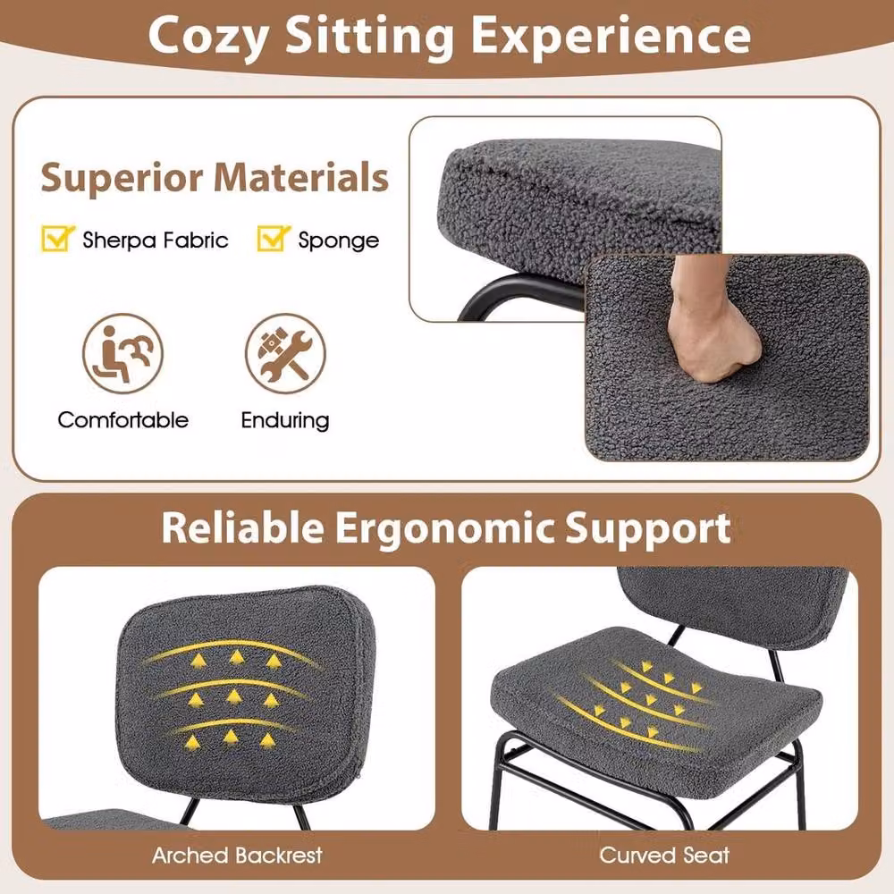 PAWNORA Grey Sherpa Upholstered Accent Chair with Armrests and Metal Frame – 4