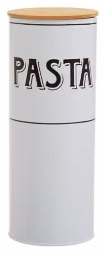 Orsina White Metal Pasta Canister with Airtight Gold Lid and Stainless Steel Design