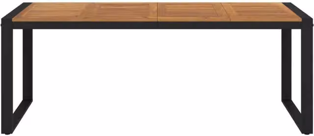 Berkfield Home Brown Acacia Wood Garden Table with U-shaped Legs W/D/H: 200 x 90 x 75 cm