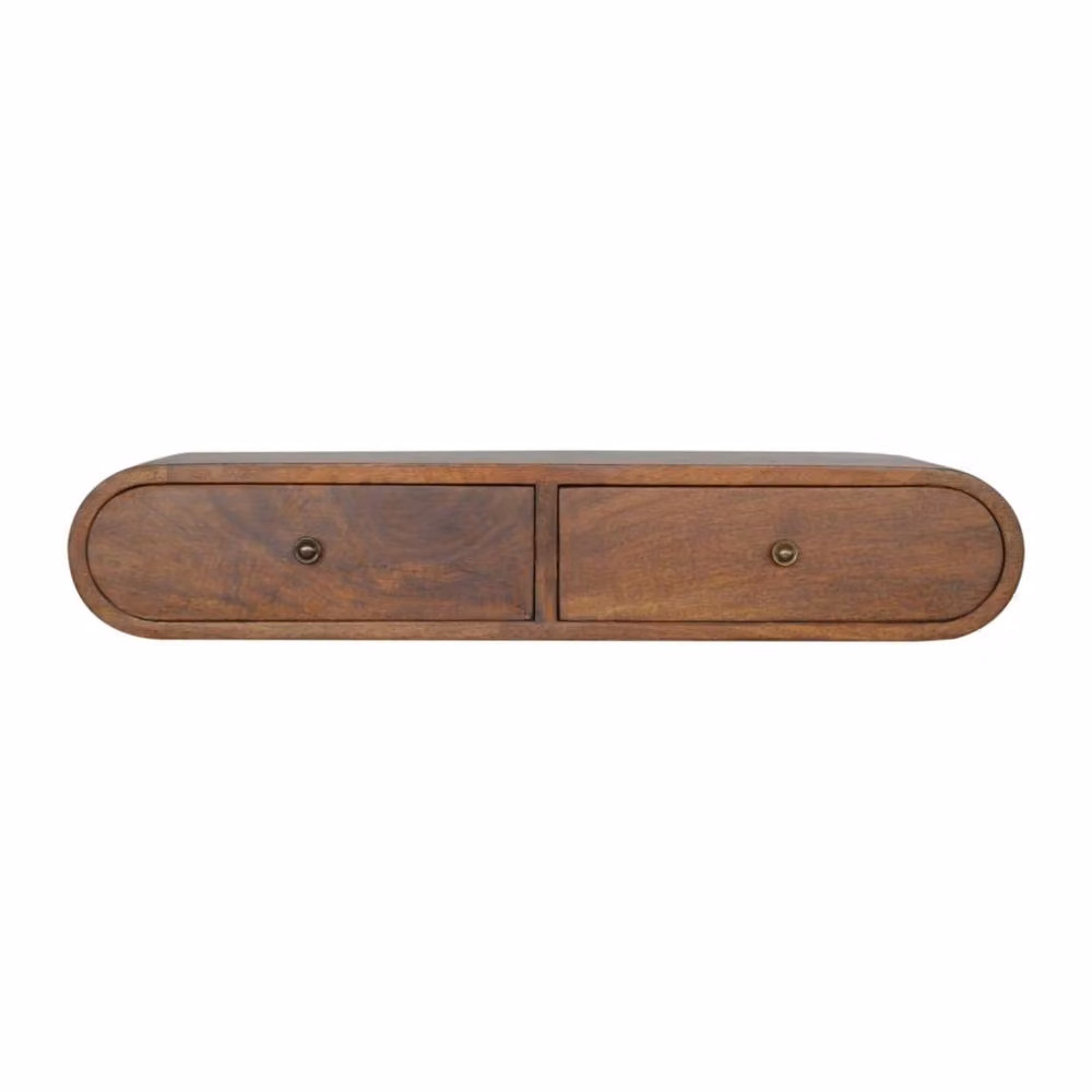 Wyld Haus Peschiera Floating Chestnut Console with 2 Drawers in Brown Mango Wood – 2