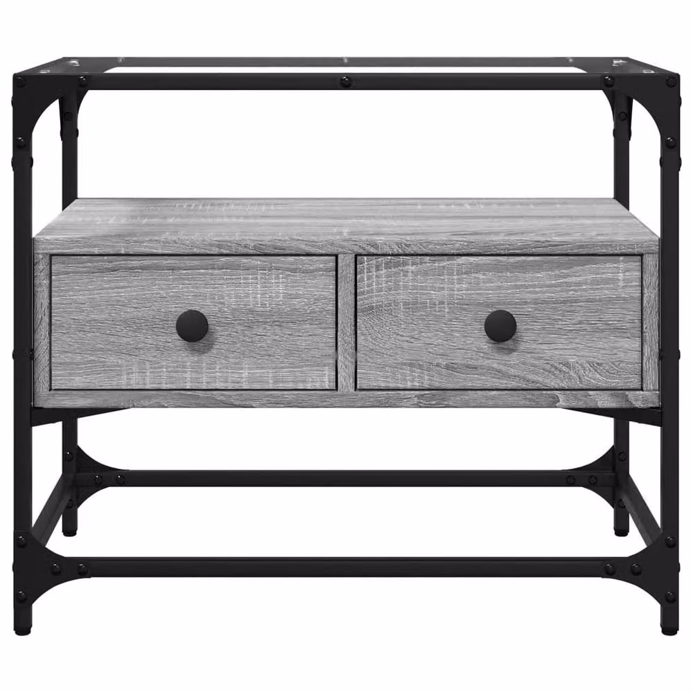Berkfield Home Industrial TV Cabinet with Glass Top in Grey Sonoma, W/D/H: 60 x 35 x 51 cm – 4