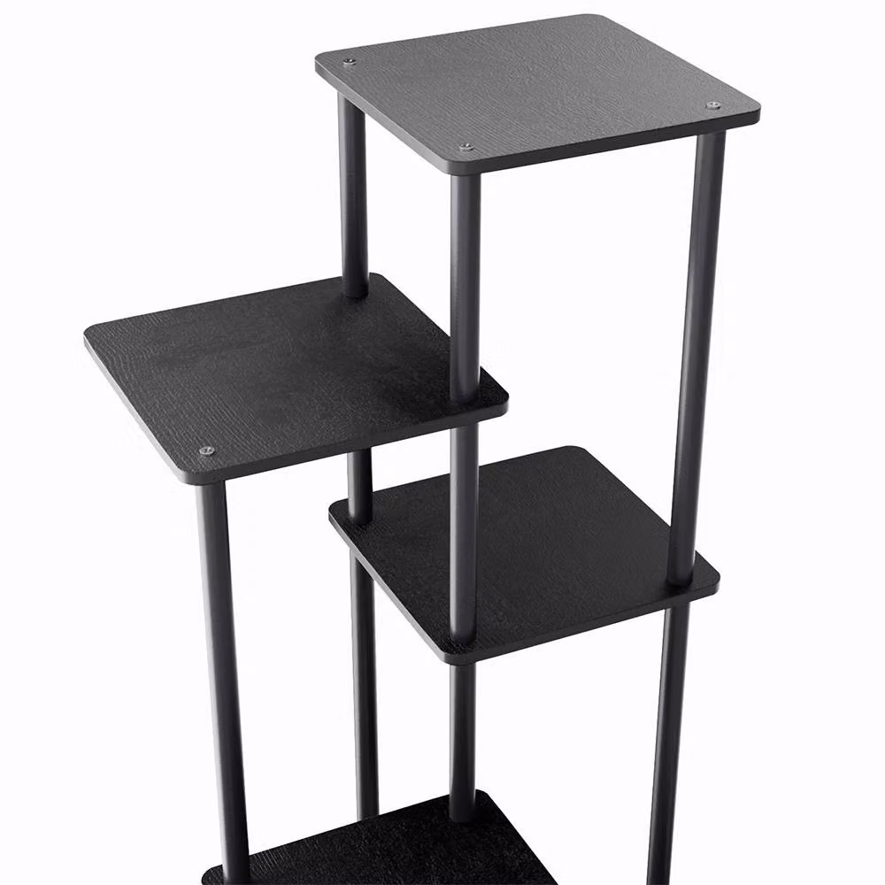 Garden Sanctuary 6-Tier Black Metal and MDF Plant Stand for Indoor and Garden Display – 6