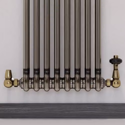 UK Radiators Signature Wooden Head Antique Brass Thermostatic Radiator Valve and Lockshield Set – 2