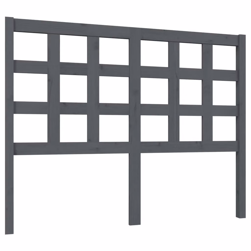 Berkfield Home Grey Solid Pine Wood Bed Headboard W: 125.5 cm, D: 4 cm, H: 100 cm – 2