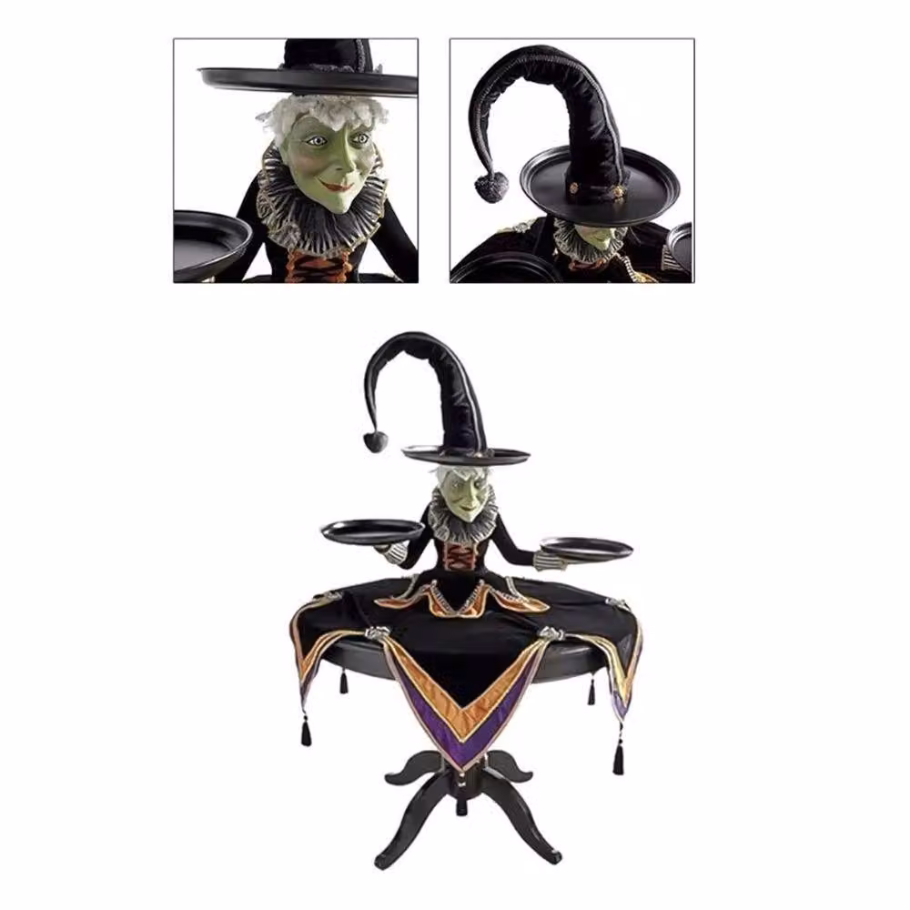 SPETLEK Halloween Witch Tabletop Server with Harlequin in Black, Orange, Green and Purple, W: 100 cm, D: 60 cm – 3