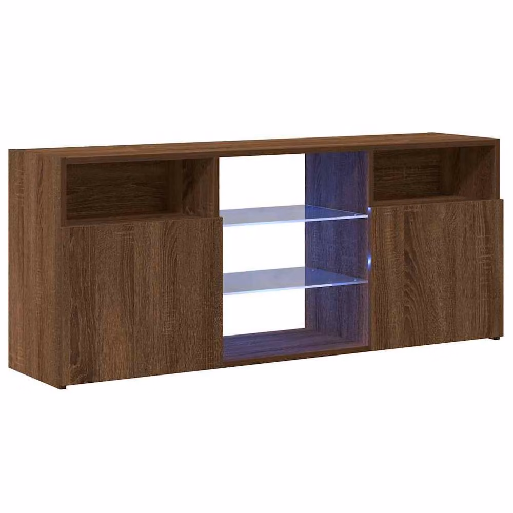 Berkfield Home Modern TV Cabinet with LED Lights in Brown Oak, W/D/H: 120 x 50 x 50 cm – 3