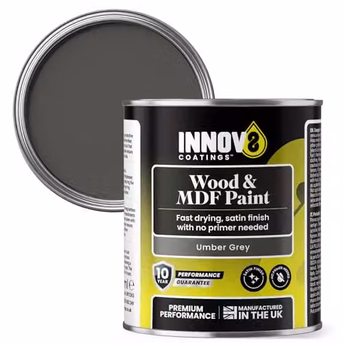 INNOV8 COATINGS Wood and MDF Paint, Satin Gloss Finish, Umber Grey, 250 ml – 1