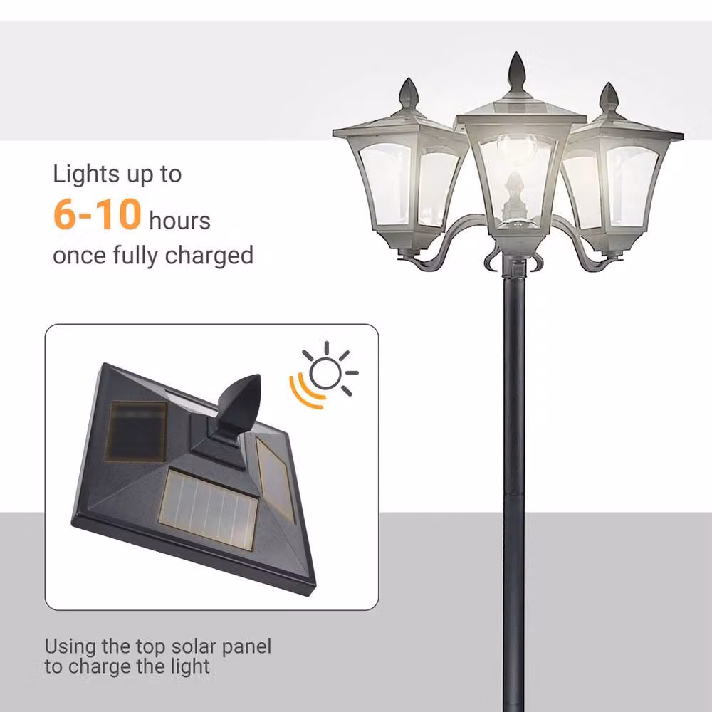 EONLION Black Solar Powered Outdoor Garden Bollard Floor Lantern with Dusk Sensor, Height: 100 cm – 2