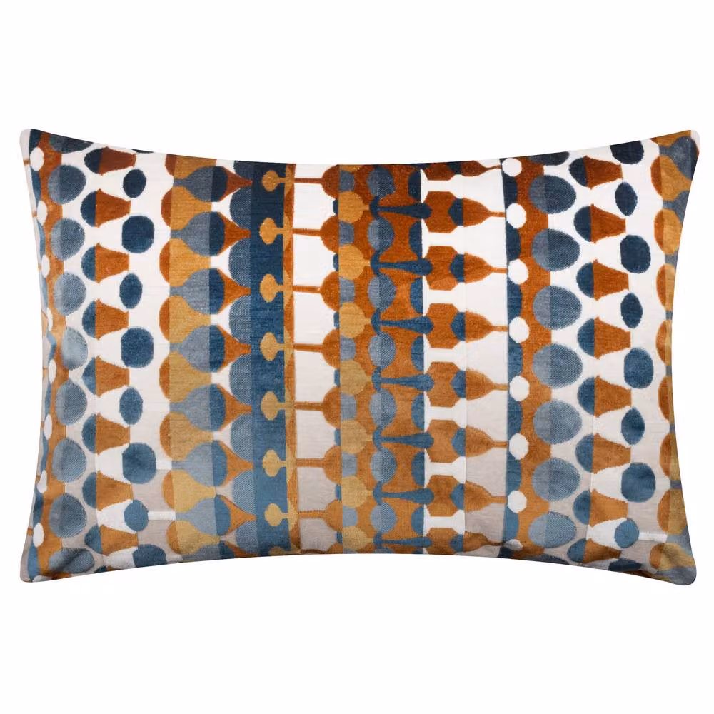Furn Metro Abstract Orange Velvet Rectangular Cushion, W: 60 cm, H: 40 cm, D: 40 cm – 2