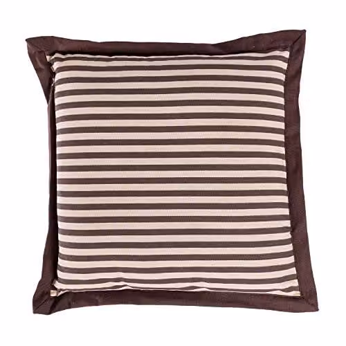 Homescapes Brown and White Striped Square Cotton Seat Pad, W/D/H: 40 x 40 x 40 cm