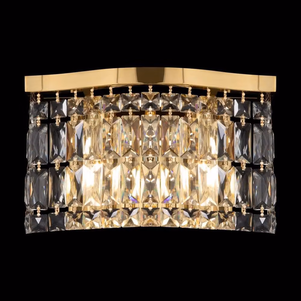 Maytoni Dune Modern 2 Light Wall Lamp in Gold/Brass with Crystal and Glass, E14 – 2