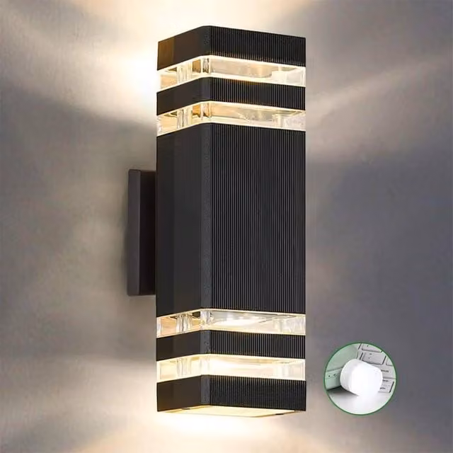 SPETLEK Modern Black Aluminium Outdoor Up and Down Wall Light, IP65 Waterproof, GU10 LED Compatible