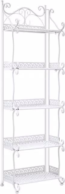 Havendro 5 Tier Folding Metal Plant Shelf in White – 1