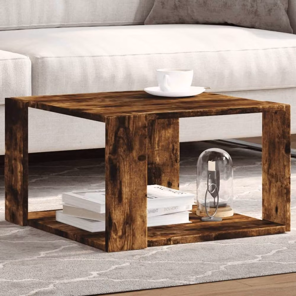 Berkfield Home Decorative Coffee Table in Smoked Oak Brown, W/D/H: 51.5 x 51.5 x 30 cm – 1