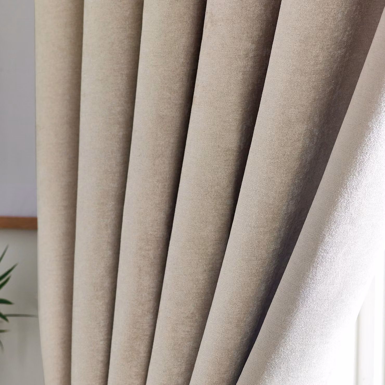 Luxury Living Chenille Blackout Eyelet Curtains, Thermal Triple Weave Pair in Beige, Width: 168 cm, Drop: 137 cm – 2