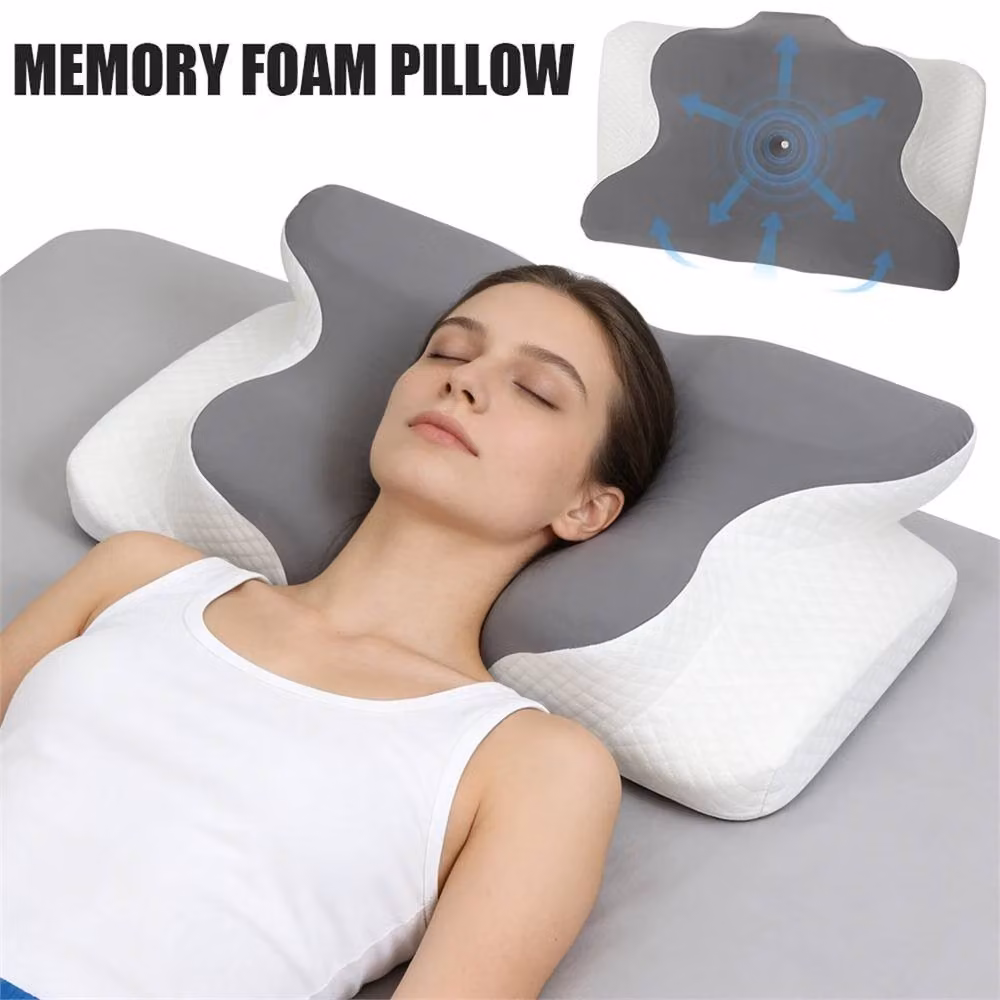 Nordara Style B Ergonomic Memory Foam Cervical Pillow for Neck Pain Support in Grey, Cot Size – 2
