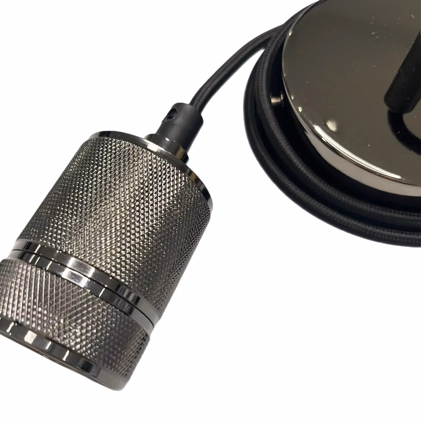 CGC Lighting Sydney Black Knurled Single Band Adjustable 1.5m E27 Ceiling Pendant with Matching Ceiling Rose – 4