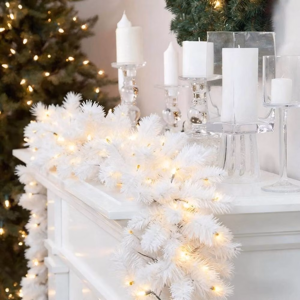 FLAVORA White Christmas Garland with 600 Tips and Warm White LED Lights, W: 100 cm, D: 15 cm – 2