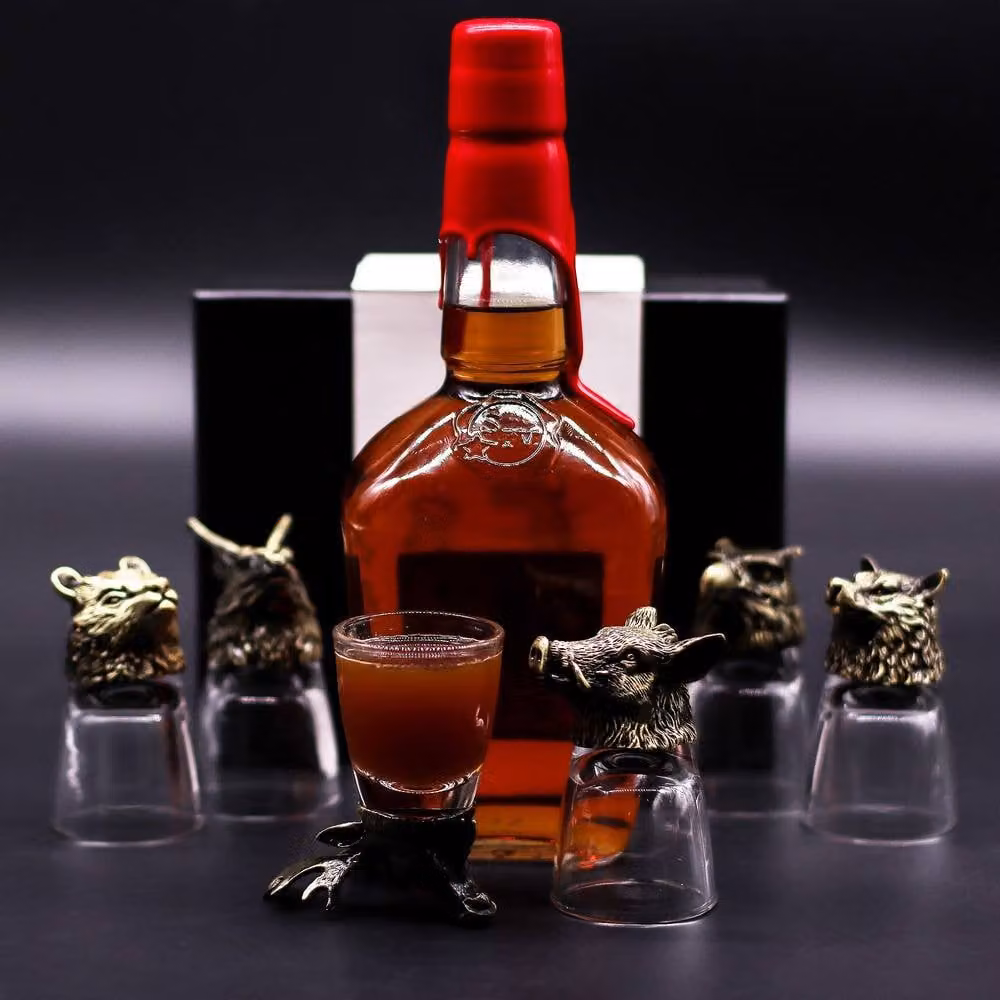 Serenityy Set of 6 Transparent Glass Shot Glasses with Antique Bronze Gift Box, 50ml per glass – 1