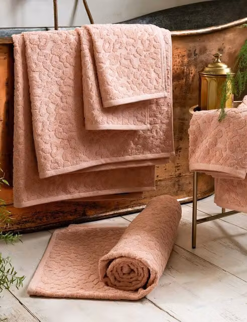 Rockett St George Pink Leopard Jacquard Pure Cotton Towel with Hanging Loop