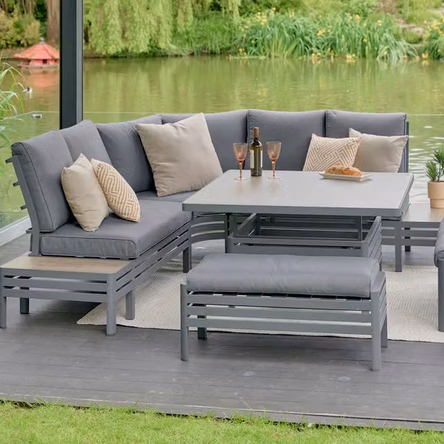 Chilli Monza Large Square Modular Outdoor Garden Dining Set in Anthracite Grey W/D/H: 120 x 70 x 120 cm