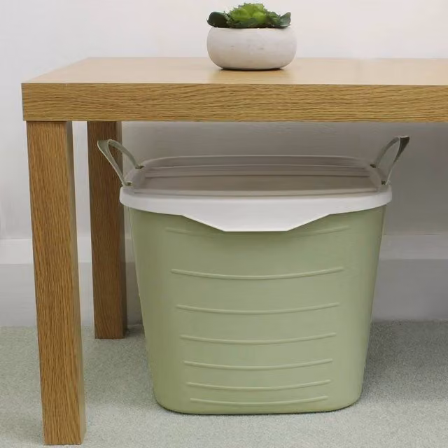 EONLION Large Green Plastic Storage Container with Lid and Handles, 50 cm