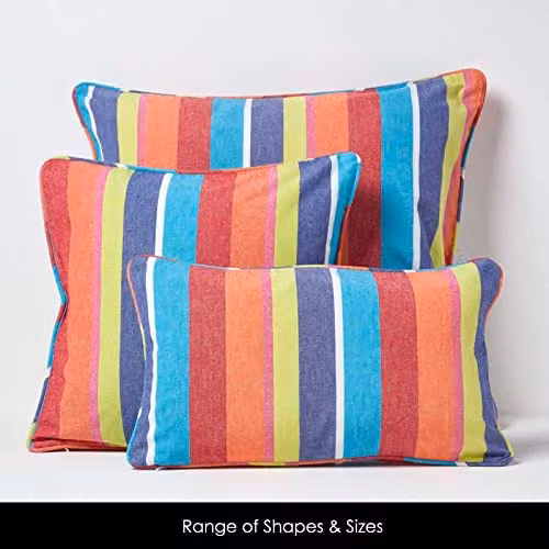 Homescapes Multicolour Striped Cotton Square Cushion Cover, W/D/H: 45 x 45 x 45 cm – 3