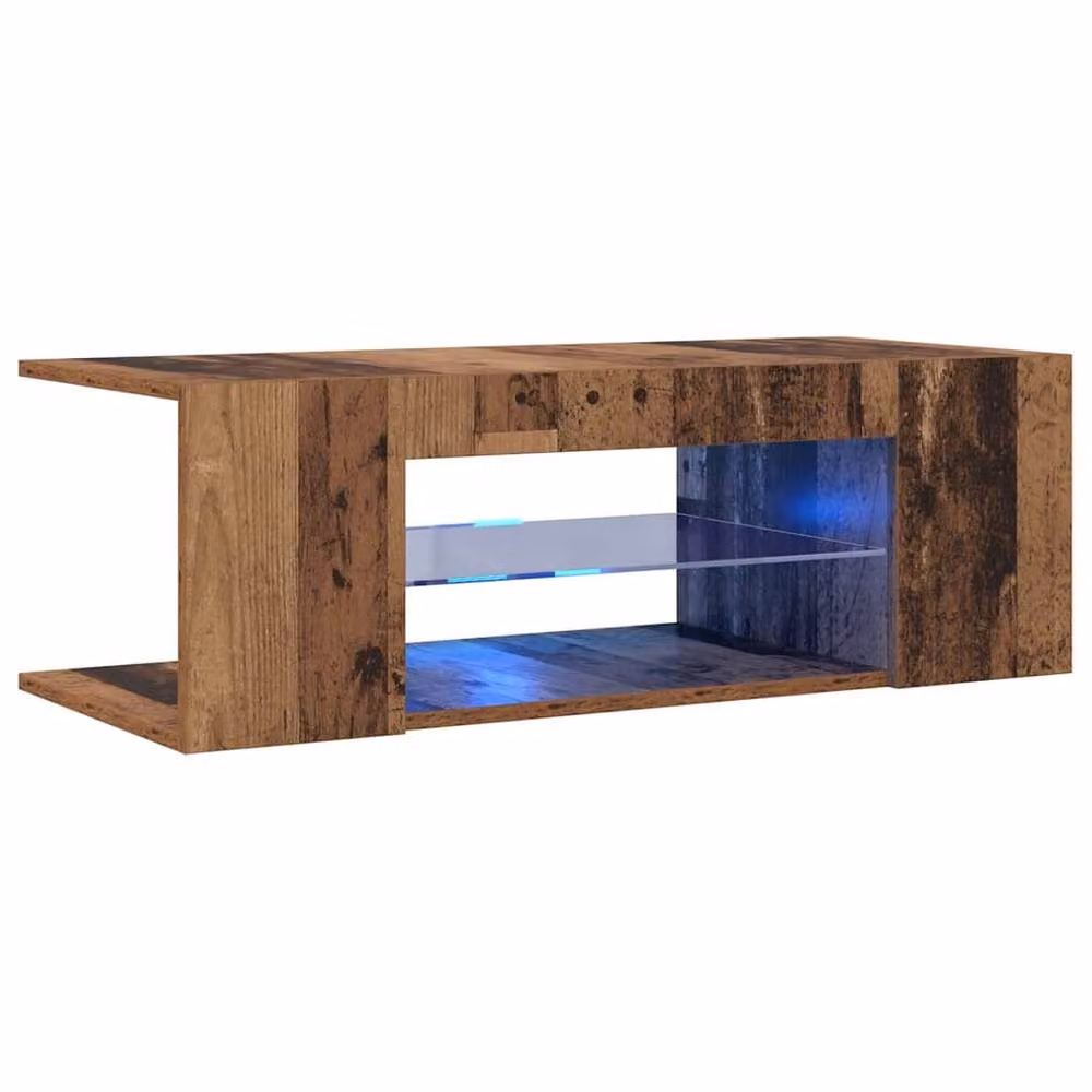 Berkfield Home TV Cabinet with Integrated LED Lights in Old Wood Brown, W/D/H: 90 x 39 x 30 cm – 3