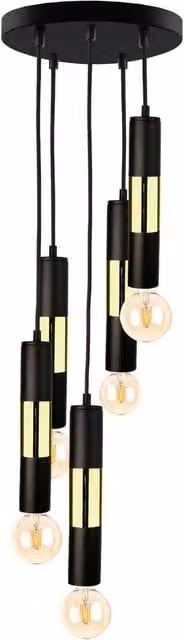 Netlighting Magnum Cluster Pendant Ceiling Light in Black and Gold, Diameter: 30 cm, 5 x E27
