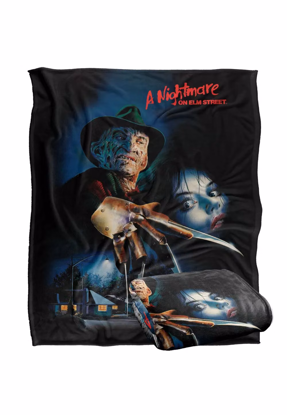 Nightmare On Elm Street Freddy Poster Super Soft Throw Blanket, White and Multicolour, W: 152 cm, D: 127 cm – 2