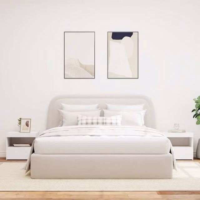 Berkfield Home Beautiful Bedside Cabinets with Integrated LED Lights, 2 Pack, White, W: 50 cm, D: 40 cm, H: 45 cm – 1