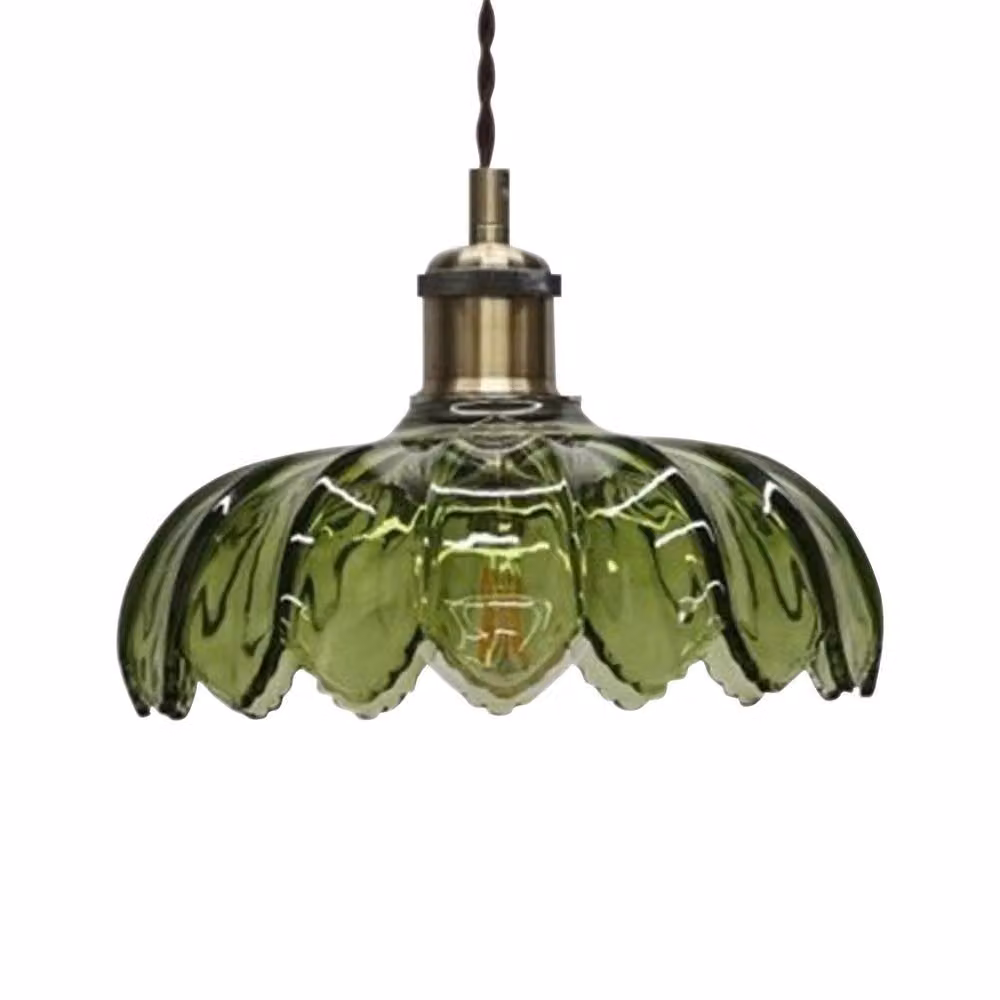First Choice Lighting Alice Green Floral Transparent Glass Easy Fit Pendant Shade – 2