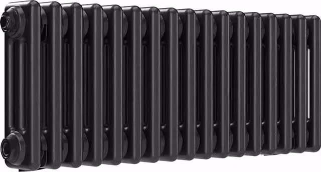 Lux Heat Horizontal 3 Column Steel Radiator in Silver, W: 78.5 cm, H: 30.0 cm, D: 30.0 cm