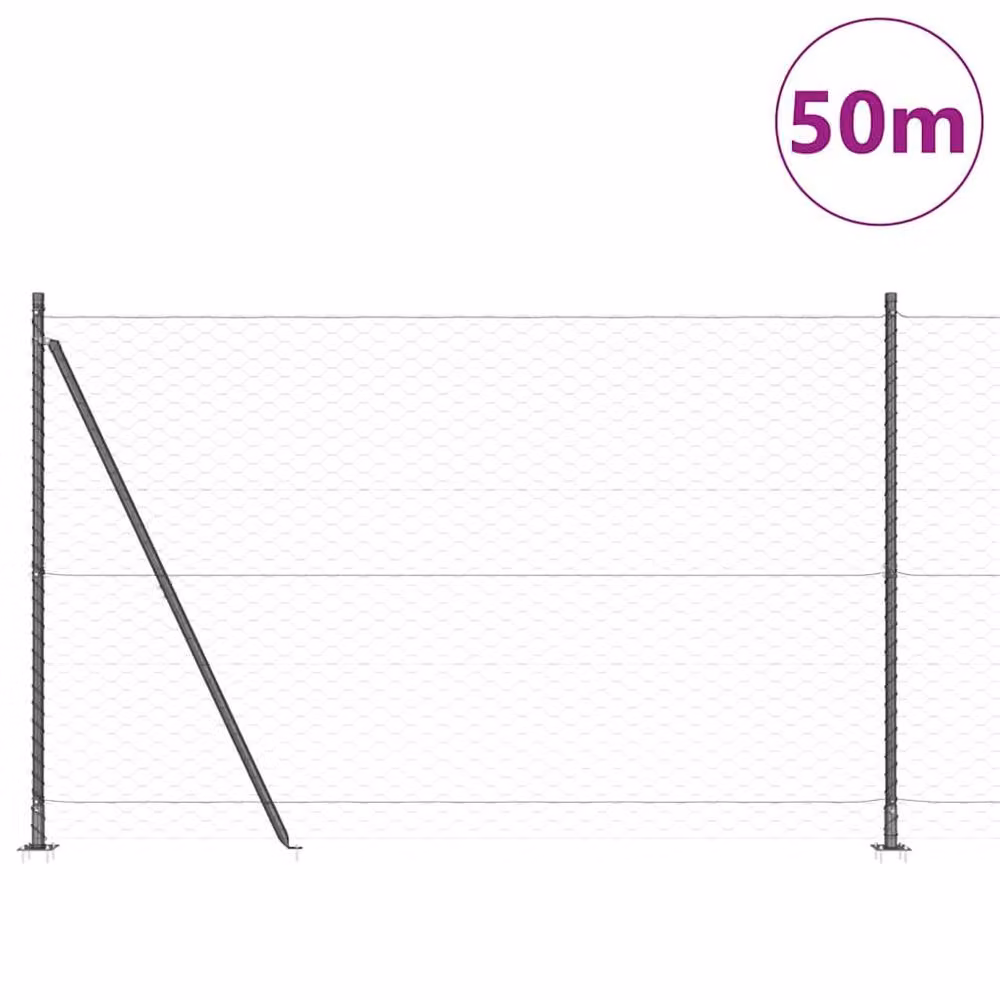 Berkfield Home Hexagon Steel Fence, Grey, 1.4m x 50m – 2