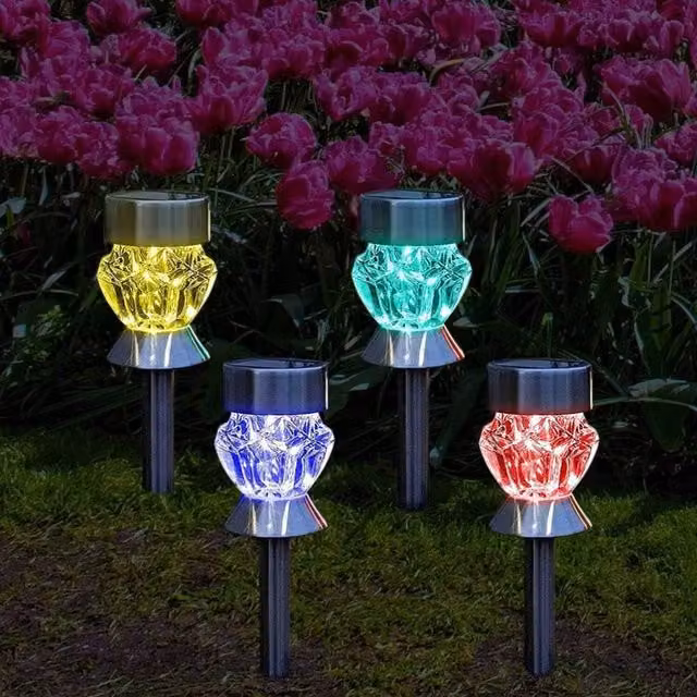Garden Mile 4 Piece Solar Powered LED Stake Lights in Silver and Transparent