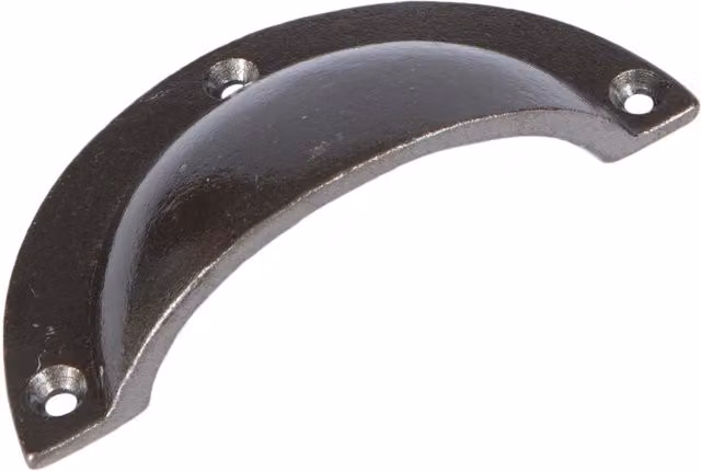 Hammer and Tongs Curved Shell Cabinet Drawer Pull in Grey Iron, W: 9.5 cm, H: 4.6 cm – 1