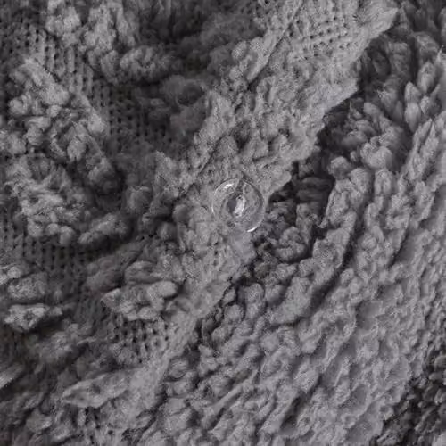 OHS Grey Cable Knit Sherpa Fleece Reversible Duvet Cover and Pillowcase Set, W/D/H: 200 x 200 cm with Pillowcases 50 x 75 cm – 2