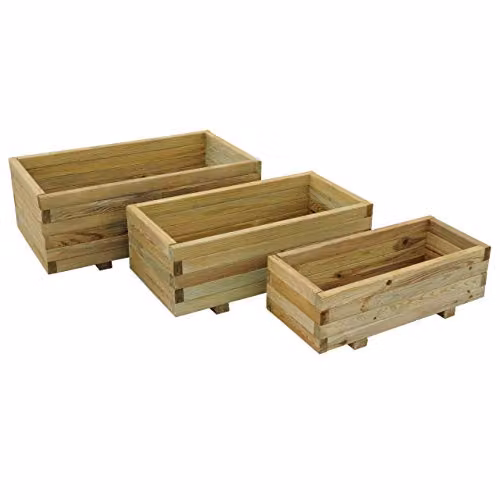 Forest Garden Durham Rectangular Planter Set of 3 in Brown Wood – 2