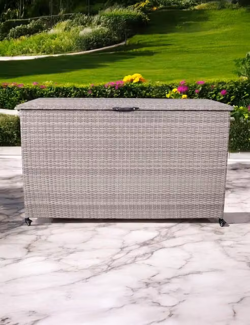 Royalcraft Rattan Outdoor Cushion Storage Box, 645L, Light Grey