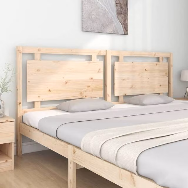 Berkfield Home Beautiful Bed Headboard in Natural Solid Pine Wood, W: 205.5 cm, D: 4 cm, H: 100 cm