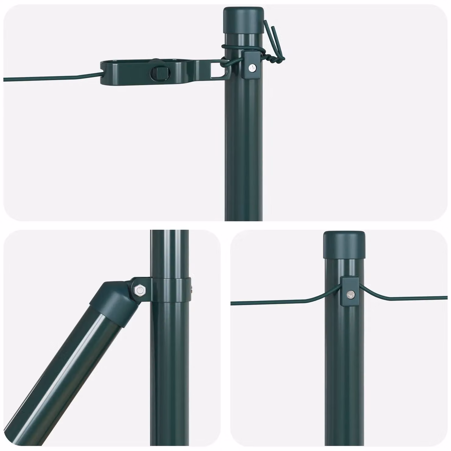 Berkfield Home 26 Piece Green Galvanised Steel Round Fence Posts, Diameter: 3.2 cm, Height: 100 cm – 3
