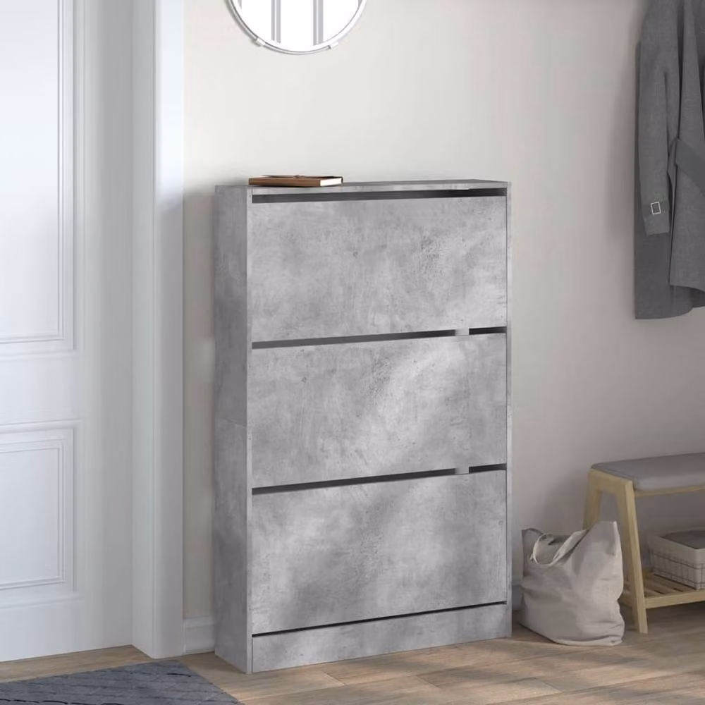 Berkfield Home Concrete Grey Shoe Cabinet, W/D/H: 80 x 21 x 125.5 cm – 2