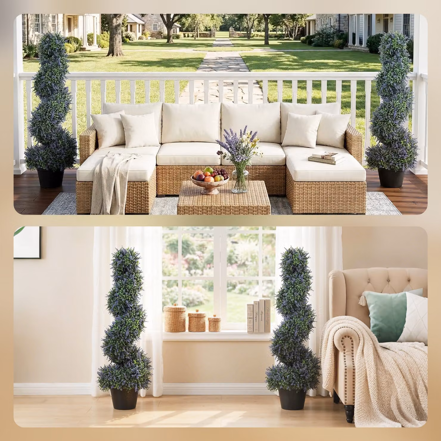 HOMCOM Set of 2 Artificial Lavender Topiary Trees in Purple, Height: 90 cm – 6