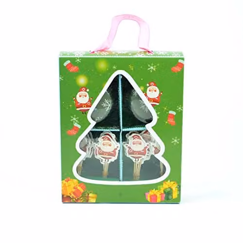 Shatchi Christmas Cupcake Decorating Kit with Toothpicks, Pink and Multicolour
