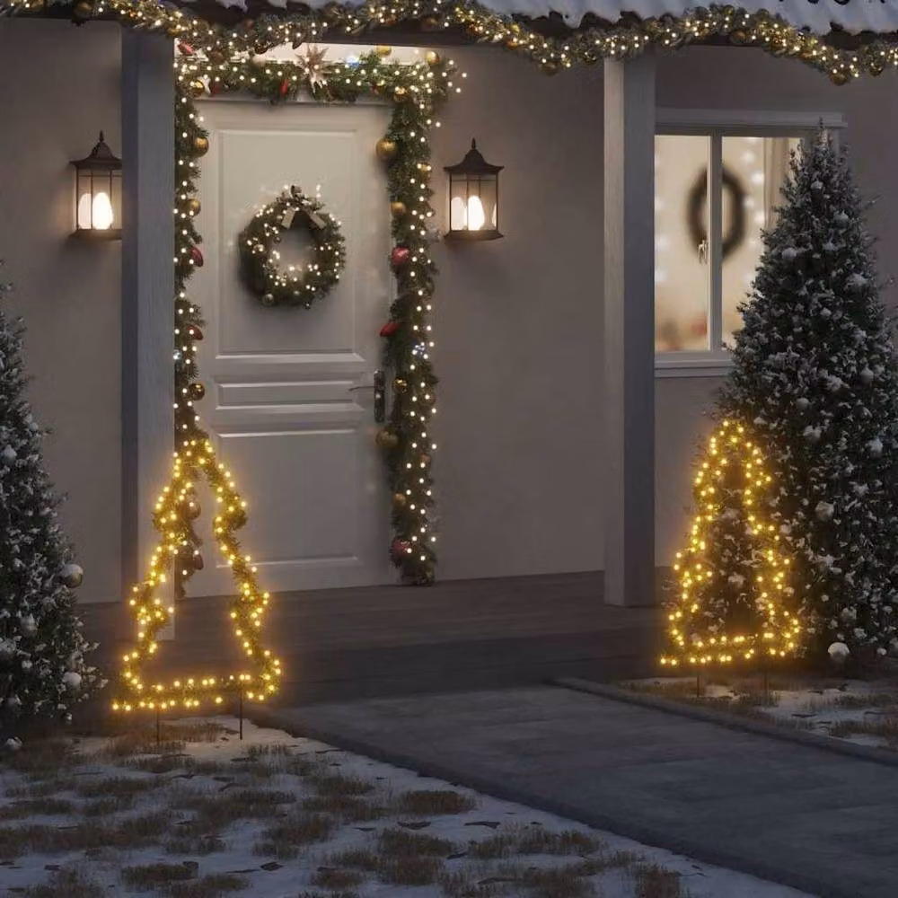 Berkfield Home Green Christmas Light Decoration Tree with 115 LEDs and Ground Spikes – 2