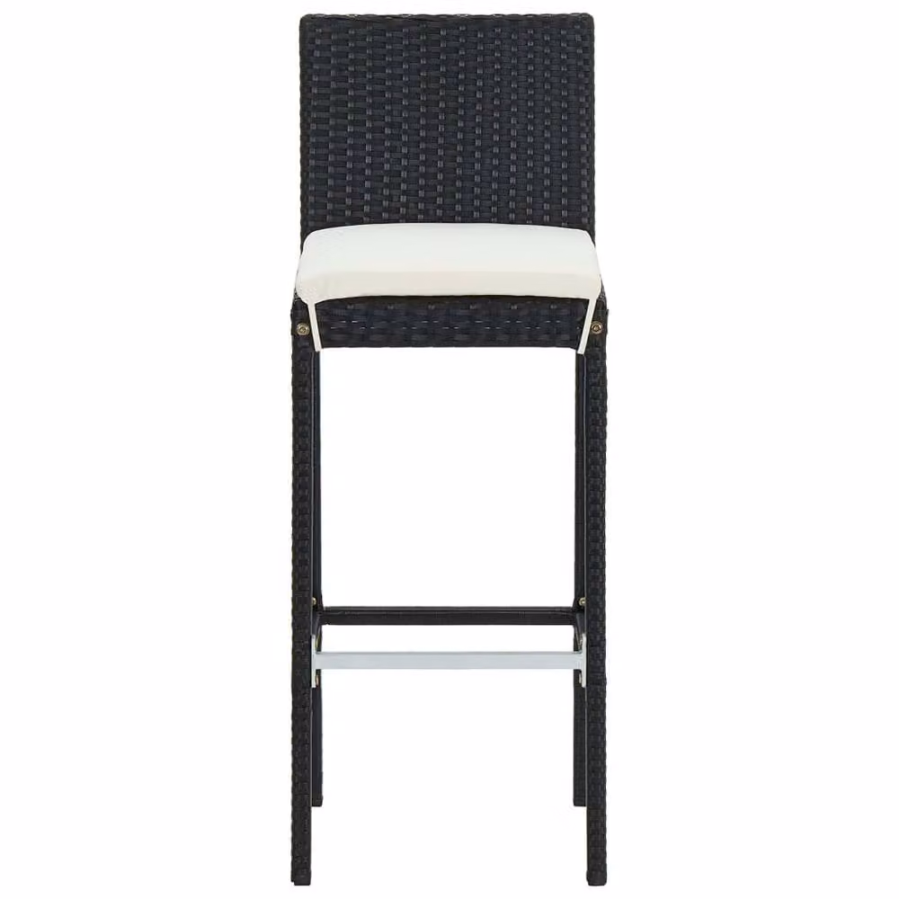 Berkfield Home 9 Piece Poly Rattan Garden Bar Set with Cushions in Black – 2